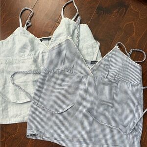 Blue gingham and white Edith top